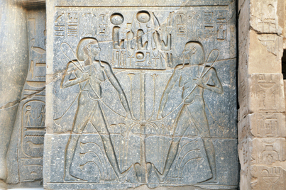 Luxor, Temple, First pylon, Statue of Ramesses, Sema tawy Relief
Date: BCE_1250c
Category: Egypt
Institution:
Place of discovery: Thebes
Collection: Livius