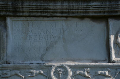 Sempeter, Mausoleum of Speciatius, Inscription Inscription (Latin), Tomb
Date: CE_0200-CE_0300c
Category: Roman Empire
Institution:
Place of discovery: Celeia
Collection: Livius