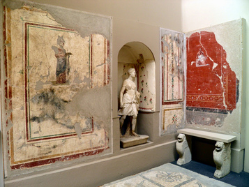 The Socatres Room decorated with frescoes of the famous philosopher, Ephesus Museum