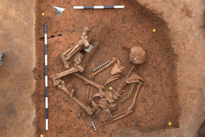 Skeleton of a man killed and buried near the burgus