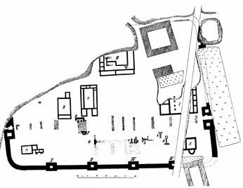 Grabungsplan befestigte Siedlung Mauer an der Url, Stand 1906 - 1910.