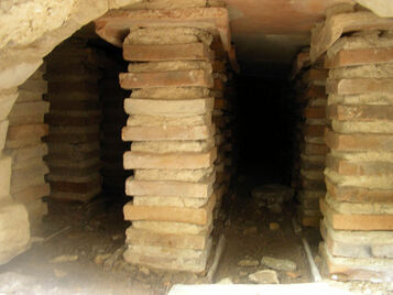 Hypocaust floor Hypocaust floor under changing room of the bath house at Great Witcombe Roman Villa in Gloucestershire