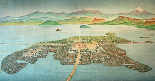 Painting of Tenochtitlan Painting of Tenochtitlan-Tlatelolco on Lake Texcoco