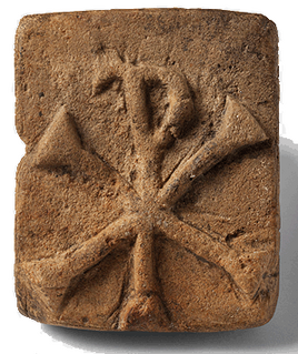 Clay bread stamp with Chi-Rho from the area of the burgus
