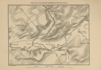 Schets luitenant Stoffel slag bij de Aisne Schets luitenant-kolonel Eugene Stoffel m.b.t. de slag bij de Aisne. Tekening onderdeel van de boekwerken van Napoleon III/luitenant-kolonel E.Stoffel m.b.t. de gallische oorlog. Tekening(en) e.d. zijn veelvuldig in diverse boekwerken van meerdere auteurs gebruikt en via Internet te vinden.