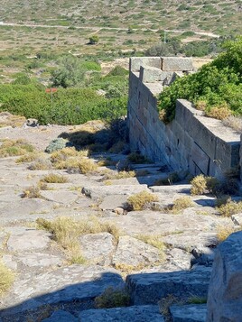 Temple of Zeus Hellanios (Aigina) The base of the temple is clearly visible. A small church has been boilt on it...