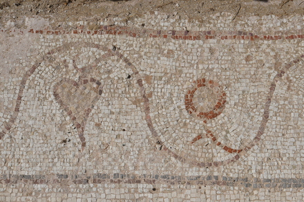 Kourion, Episcopal palace, Detail of mosaic in the aula