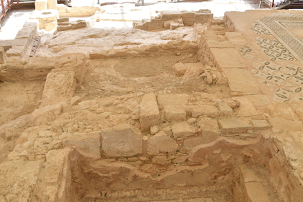 Kourion, Eustolios house, interior with mosaic