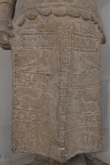 Soloi, Temple of Serapis, Limestone statue of a woman in ritual dress, detail