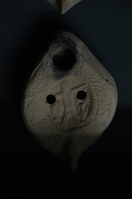 Terracotta lamp twinconical christian