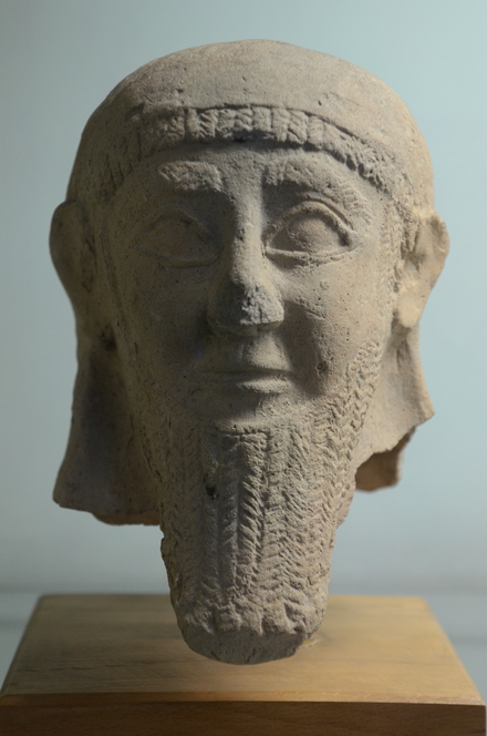 Archaic terracotta portrait of a bearded man