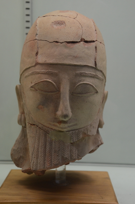 Archaic terracotta portrait of a bearded man