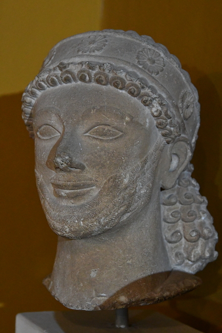 Limestone portrait of a bearded man