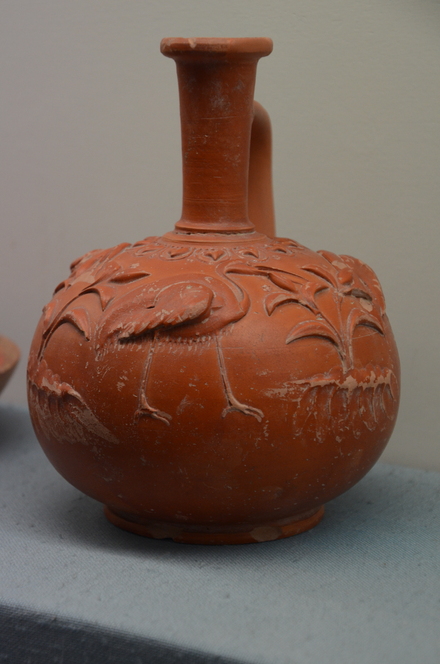 Terra sigillata bottle decorated with a heron
