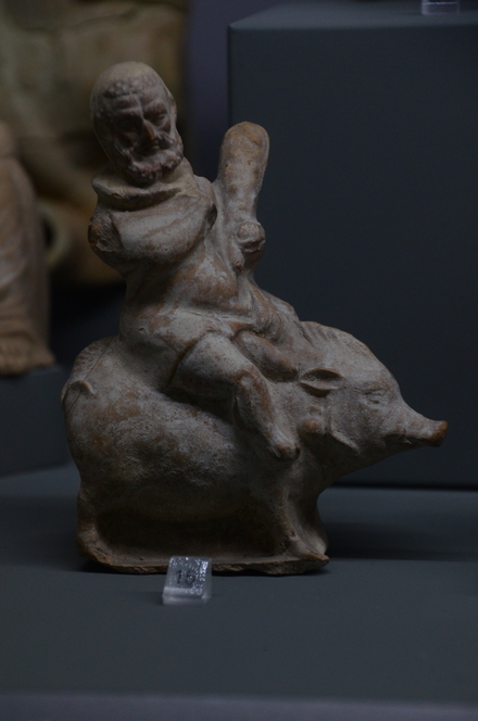 Hellenistic statuette of Heracles on a boar