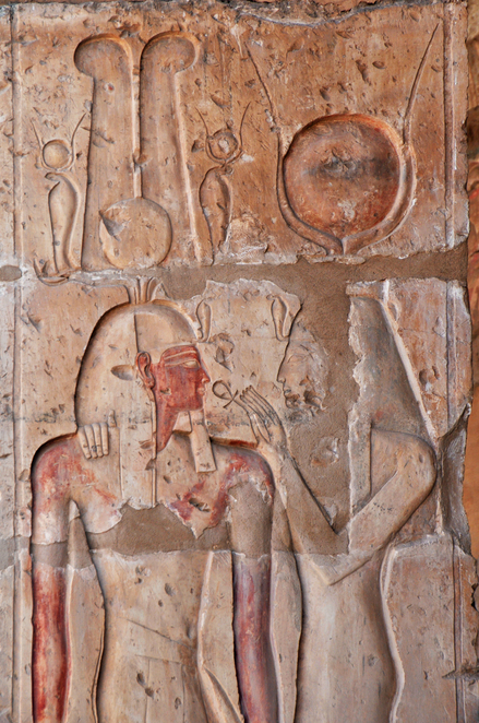 Abydos, Temple of Sety I, Relief with gods with blessing with an ankh