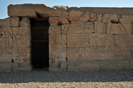 Abydos, Temple of Sety I, Entrance and wall with relief