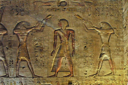 Abydos, Temple of Sety I, Relief with Toth and Horus