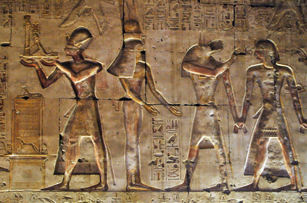 Abydos, Temple of Sety I, Relief with king and gods