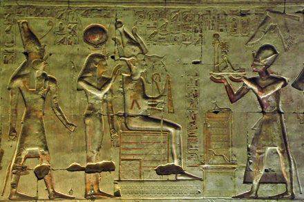 Abydos, Temple of Sety I, Relief with king and gods