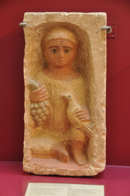 Antinopolis, Tomb of boy with grapes in one hand and a dove in the other