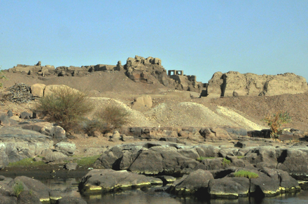 Elephantine, Temple of Chmun, exterior from the Nile