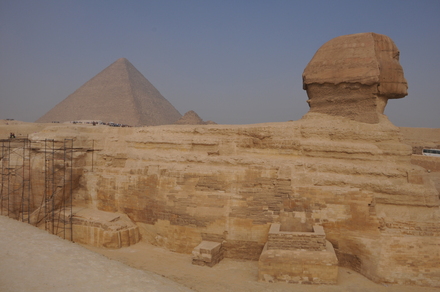 Giza, Sphinx and Pyramid of Khufu