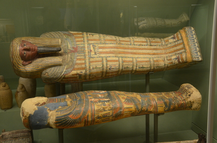 Deir el-Bahri, Sarcophagus of Ankh-f-n-Khnosu, priest of Amun, and mummy of Di-mut-shep-n-ankh