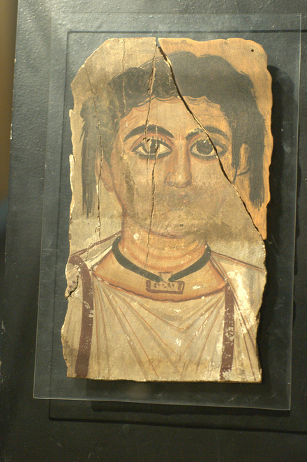 Damaged Fayyum portrait of a woman