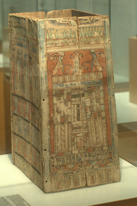 Painted wooden box, used as container for internal organs