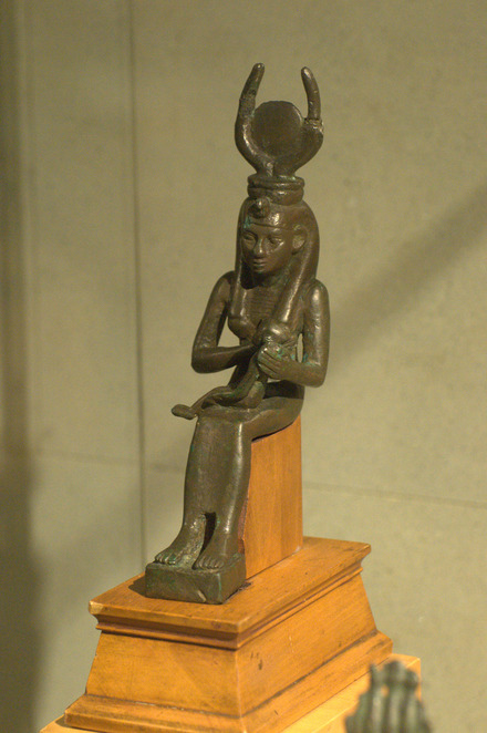 Statuette of Isis holding a statue of Horus