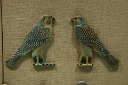 Faience inlay of two falcons