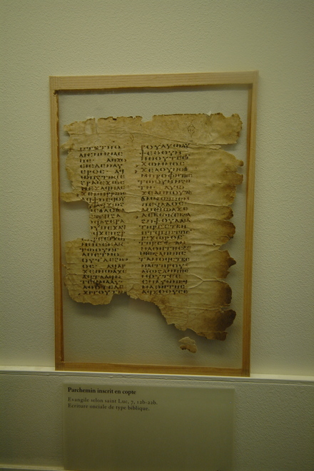 Papyrus with the text of Luke 7.12b-22b