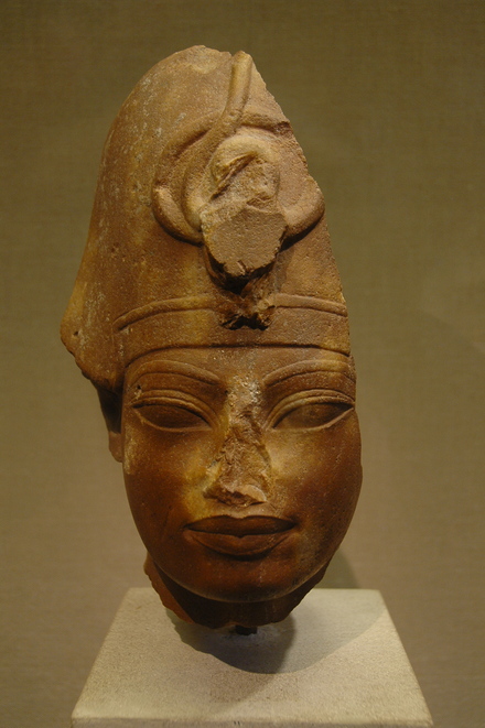 Head of Amenhotep III wearing the blue crown