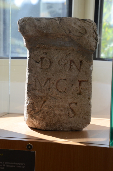 Grand, Amphitheater, Stele with Roman inscription
