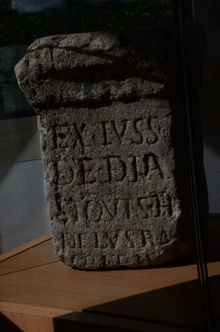 Grand, Amphitheater, Stele with Roman inscription