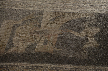Grand, Mosaic with scene of a commedy in so-called basilica