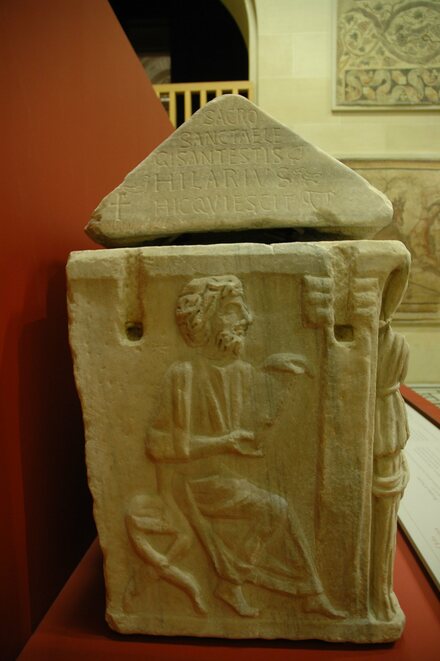 Arles, Sarcophagus of St. Hilary, pagan coffin with Christian lid