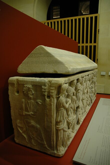 Arles, Sarcophagus of St. Hilary, pagan coffin with Christian lid