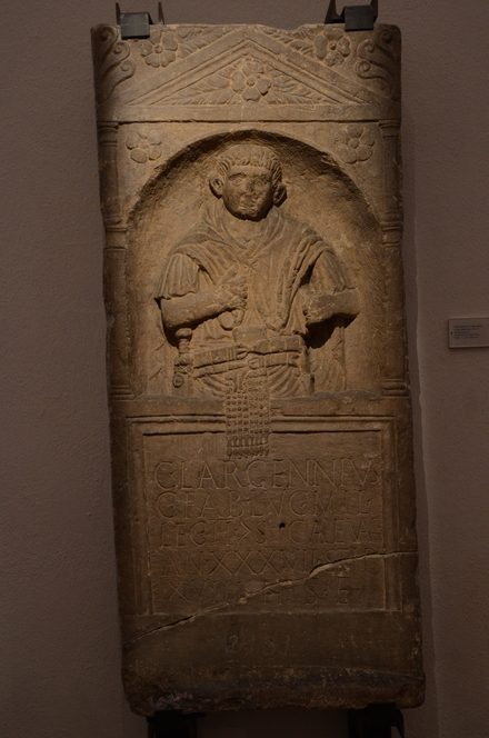 Strasbourg, Koenigshoffen, tombstone of Largennius of II Augusta with Roman inscription