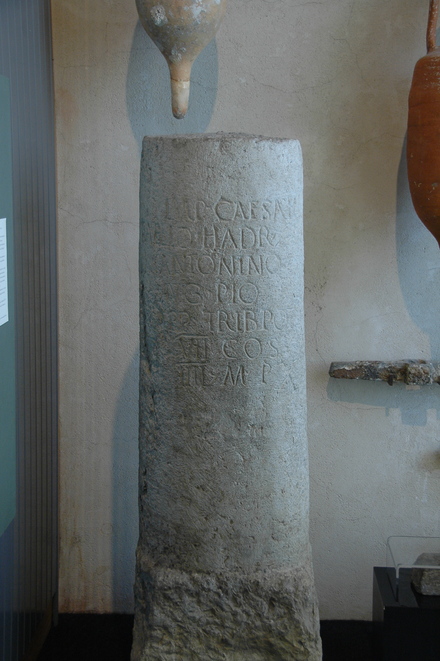 Mirabel, Milestone with Roman inscription