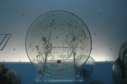 Glass hemispherical tumbler showing the sacrifice of Isaac by Abraham