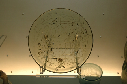 Glass hemispherical tumbler showing the sacrifice of Isaac by Abraham