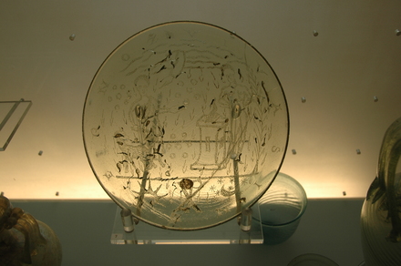 Glass hemispherical tumbler showing the sacrifice of Isaac by Abraham