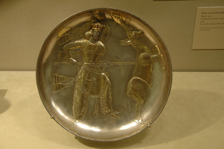 Plate with Yazdgerd I killing a stag