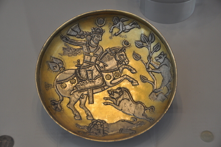 Sasanian plate with a king hunting a boar