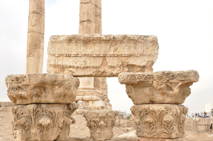 Amman, Citadel, Temple of Hercules, remains of columns, capitals and frieze