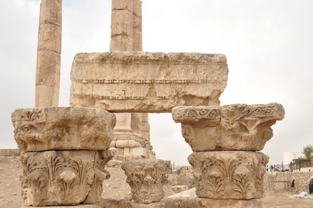 Amman, Citadel, Temple of Hercules, remains of columns, capitals and frieze