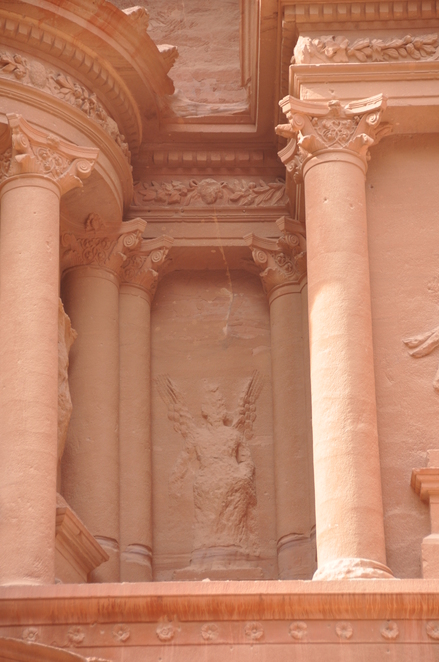 Petra, Siq, Treasury, Columned niche with winged figure