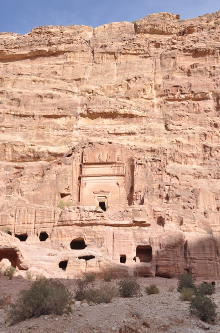 Petra, Outer siq, Tomb813, exterior with entrance